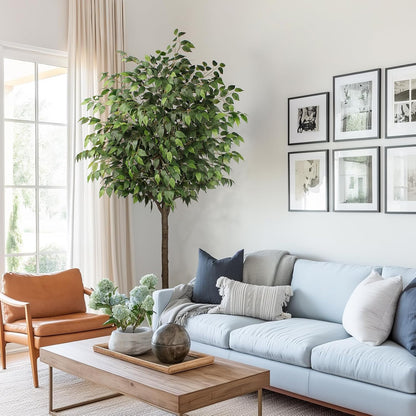 Artificial Ficus Tree - 4 FT Tall Silk Fake Tree with Pot - Lifelike Foliage & Branches for Indoor/Outdoor Decor