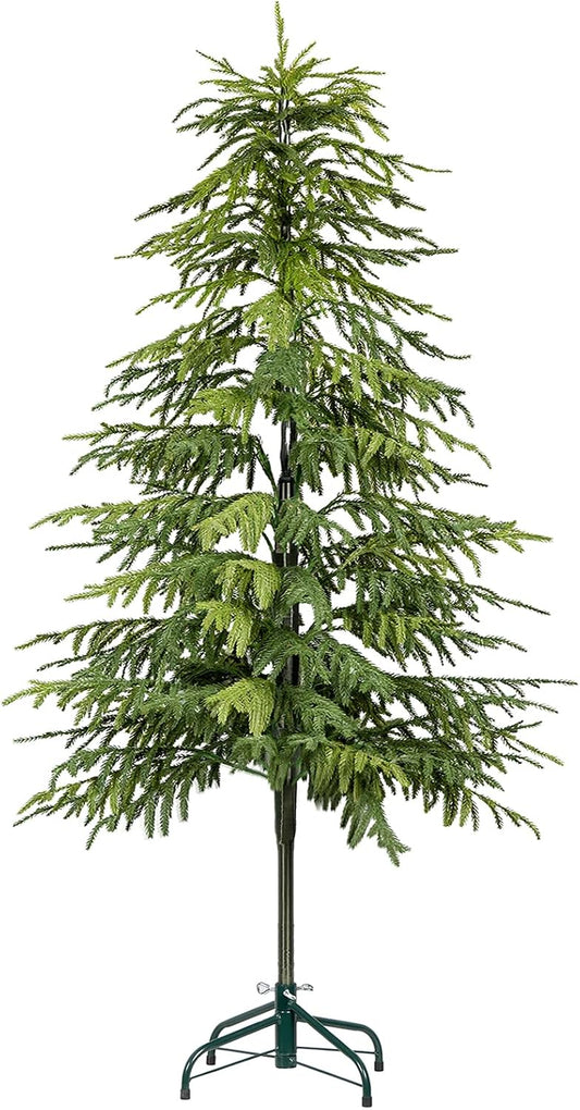 6FT Artificial Norfolk Pine Trees, Real Touch Faux Cedar Topiary Slim Christmas Tree Large Indoor Outdoor Fake Evergreen Plants for Outdoor & Indoor Use Holiday Christmas Decor