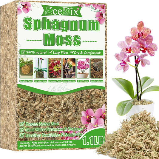 4 qt Sphagnum Moss for Indoor Plants, Natural Dried Long Fiber Moss for Orchid Repotting, Carnivorous Plants, Succulents, Monstera, Flower & Reptile Terrariums Habitats (3 oz)