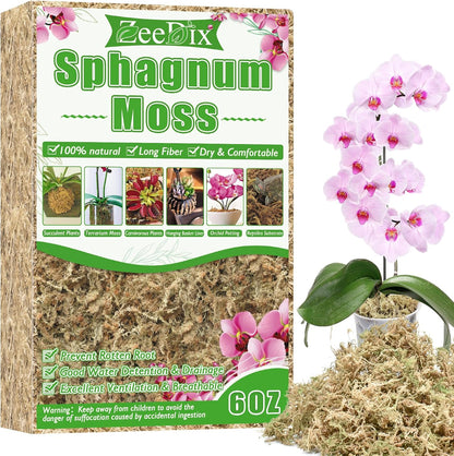 4 qt Sphagnum Moss for Indoor Plants, Natural Dried Long Fiber Moss for Orchid Repotting, Carnivorous Plants, Succulents, Monstera, Flower & Reptile Terrariums Habitats (3 oz)