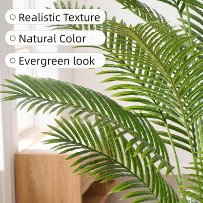 6FT Artificial Palm Trees 2 Pack, Fake Areca Potted Plants | Easy Setup, UV Resistant, Lifelike Tropical Cane Palm, Silk Tree for Living Room Garden Patio Home Office Décor