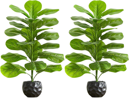 Faux Fiddle Leaf Fig Tree 5FT, Large Artificial Plants Indoor | Tall Fake Ficus Lyrata Plant in White Pot, Realistic Green Lush Silk Floor House Trees for Home Room Office Porch Decor