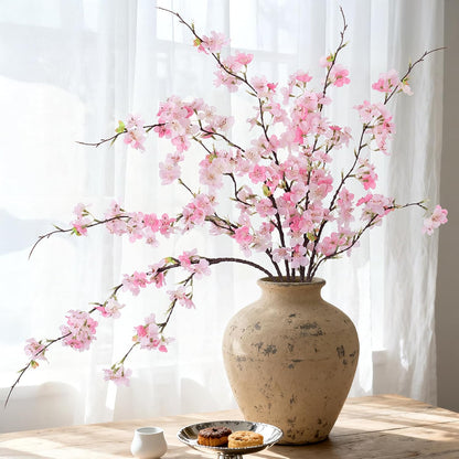 INXUGAO 12 PCS Faux Cherry Blossom Branches Decor 18.11 Inch Fake Artificial Cherry Flowers for Home Indoor Decoration Vase Arrangement Table Living Room Bedroom Spring Decor