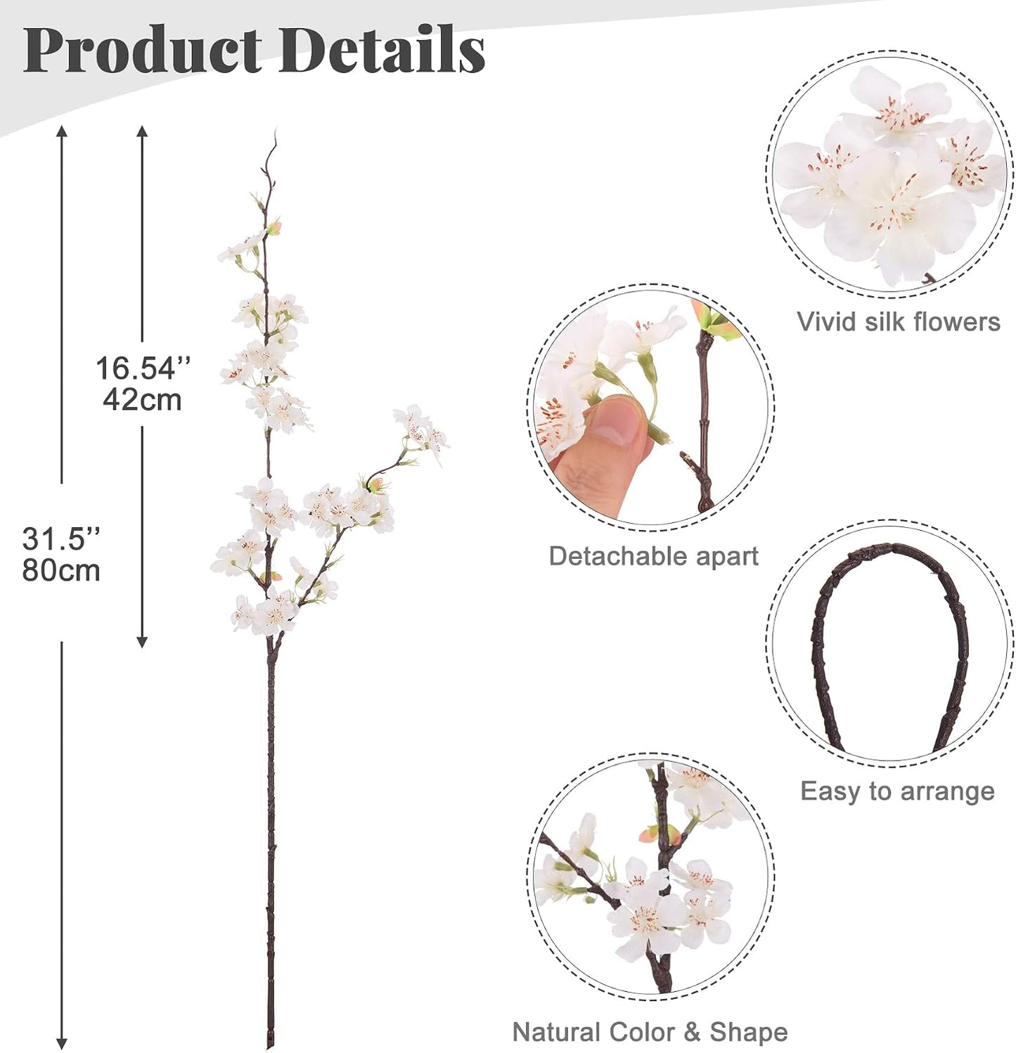 INXUGAO 12 PCS Faux Cherry Blossom Branches Decor 18.11 Inch Fake Artificial Cherry Flowers for Home Indoor Decoration Vase Arrangement Table Living Room Bedroom Spring Decor