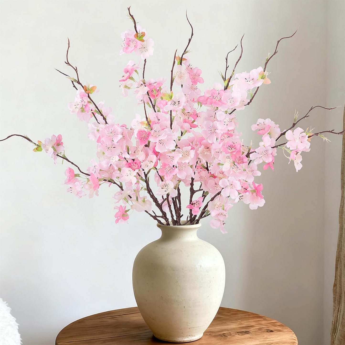 INXUGAO 12 PCS Faux Cherry Blossom Branches Decor 18.11 Inch Fake Artificial Cherry Flowers for Home Indoor Decoration Vase Arrangement Table Living Room Bedroom Spring Decor