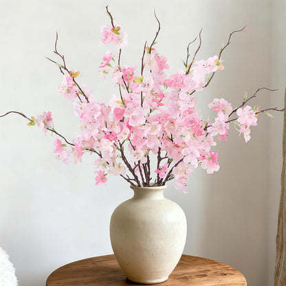 INXUGAO 12 PCS Faux Cherry Blossom Branches Decor 18.11 Inch Fake Artificial Cherry Flowers for Home Indoor Decoration Vase Arrangement Table Living Room Bedroom Spring Decor