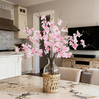 INXUGAO 12 PCS Faux Cherry Blossom Branches Decor 18.11 Inch Fake Artificial Cherry Flowers for Home Indoor Decoration Vase Arrangement Table Living Room Bedroom Spring Decor