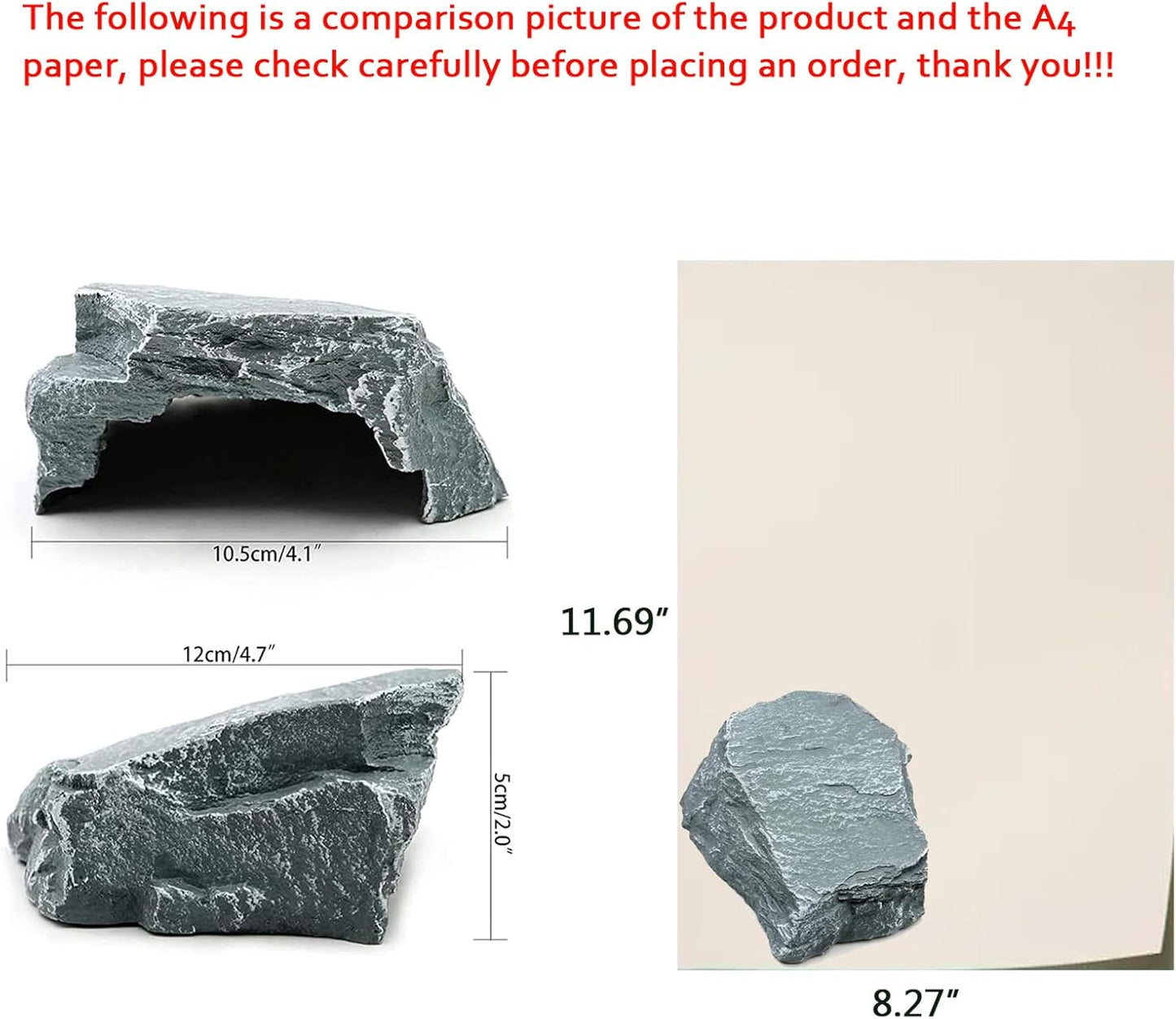 Reptile Cave Resin Hiding Habitatfor Small Reptiles | Aquarium Fish Hideout Shelter for Lizards, Made of Resin, Decor Ornament, Sturdy and Durability, Easy to Clean