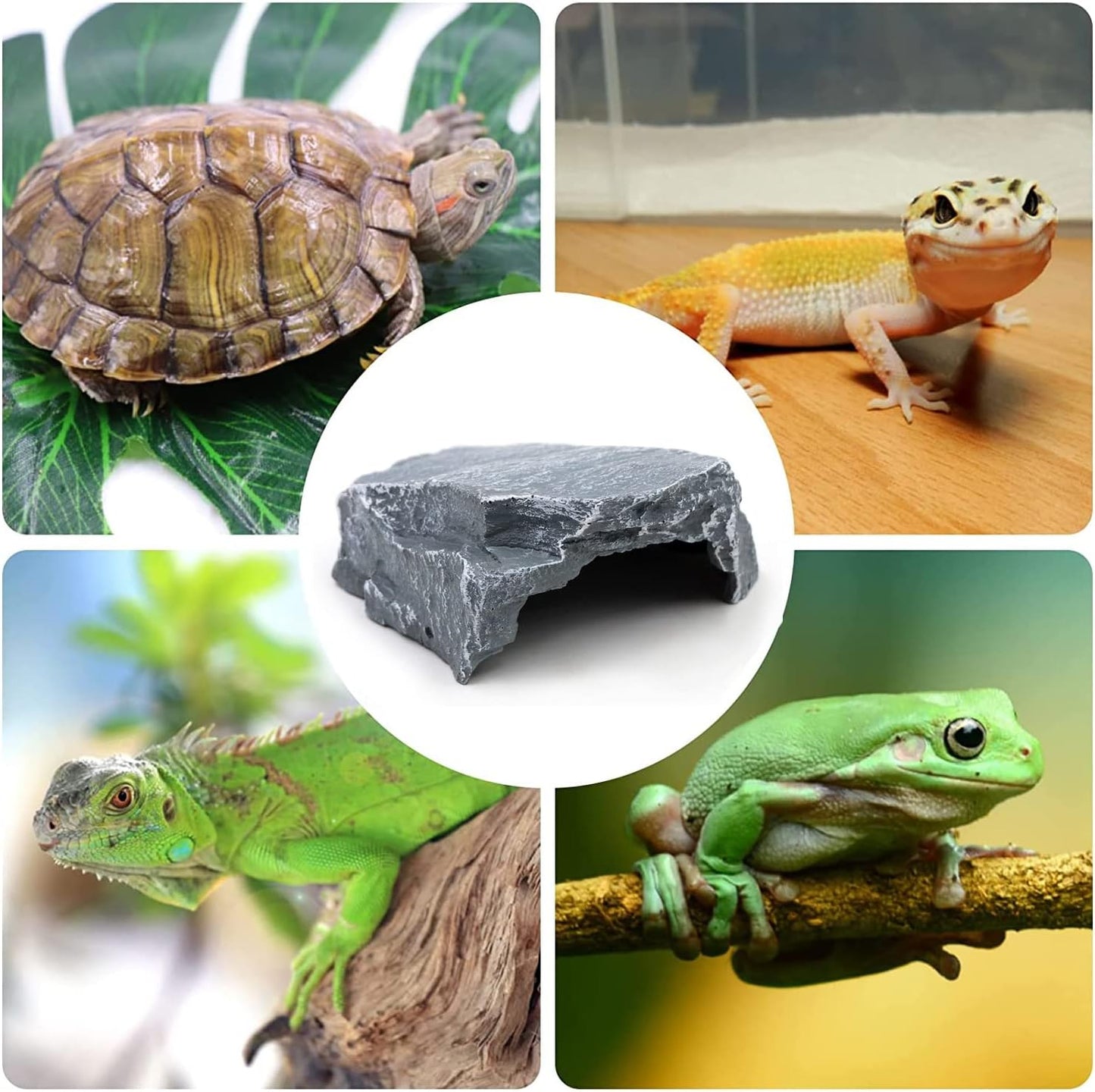 Reptile Cave Resin Hiding Habitatfor Small Reptiles | Aquarium Fish Hideout Shelter for Lizards, Made of Resin, Decor Ornament, Sturdy and Durability, Easy to Clean
