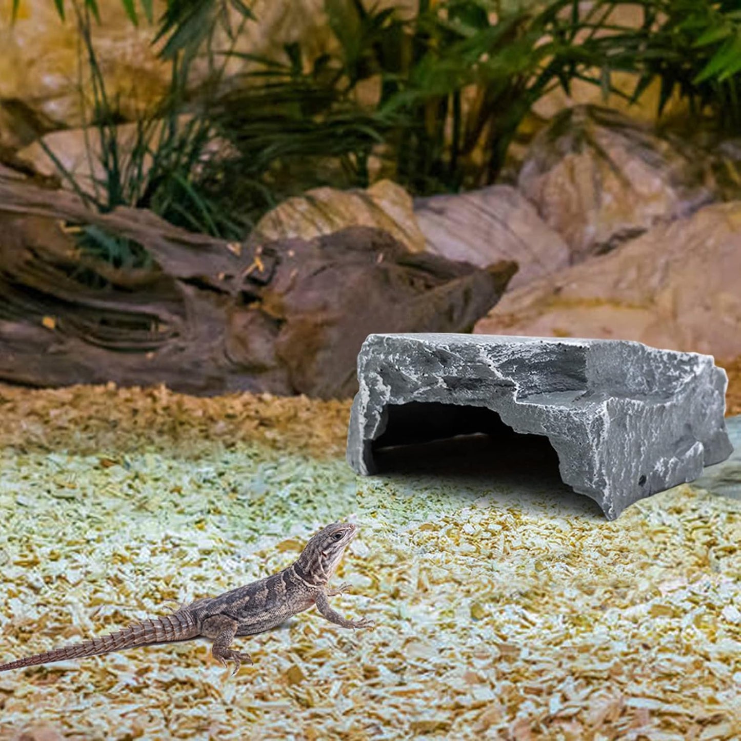 Reptile Cave Resin Hiding Habitatfor Small Reptiles | Aquarium Fish Hideout Shelter for Lizards, Made of Resin, Decor Ornament, Sturdy and Durability, Easy to Clean
