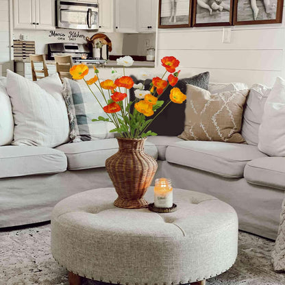 6 Pcs Artificial Poppy Flowers Silk Flower Poppy with Stems Real Touch Faux Poppy Spring Flowers for Home Kitchen Wedding Decorations Floral Arrangement Table Centerpiece
