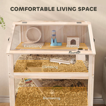 Wooden Hamster Cage with Storage Shelf for Dwarf, 31.5" x 21" x 46"