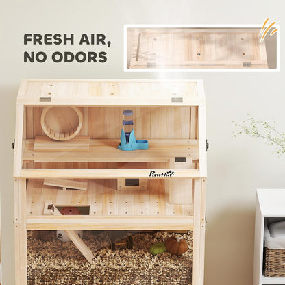 Wooden Hamster Cage with Storage Shelf for Dwarf, 31.5" x 21" x 46"