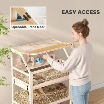 Wooden Hamster Cage with Storage Shelf for Dwarf, 31.5" x 21" x 46"