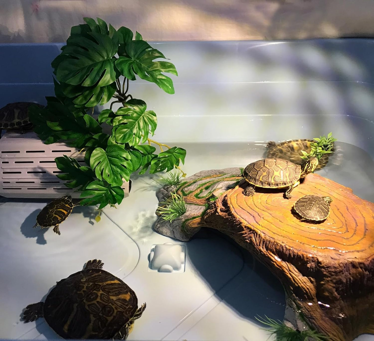 Reptile Plants, Terrarium Hanging Plant Vines, Artificial Leaves with Suction Cup, Bearded Dragon Tank Accessories for Gecko Lizard Snake Frog Tortoise Decorations - Alocasia Velvet