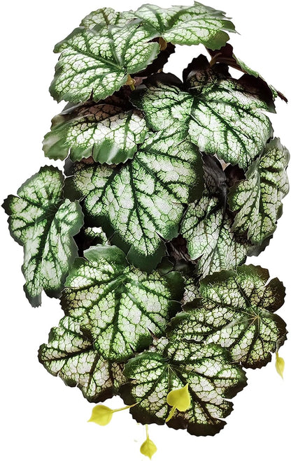 Reptile Plants, Terrarium Hanging Plant Vines, Artificial Leaves with Suction Cup, Bearded Dragon Tank Accessories for Gecko Lizard Snake Frog Tortoise Decorations - Alocasia Velvet