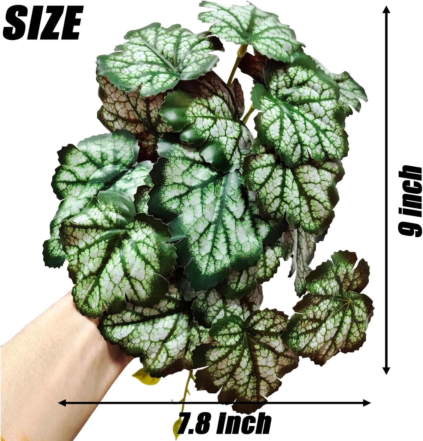 Reptile Plants, Terrarium Hanging Plant Vines, Artificial Leaves with Suction Cup, Bearded Dragon Tank Accessories for Gecko Lizard Snake Frog Tortoise Decorations - Alocasia Velvet