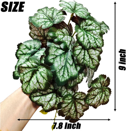 Reptile Plants, Terrarium Hanging Plant Vines, Artificial Leaves with Suction Cup, Bearded Dragon Tank Accessories for Gecko Lizard Snake Frog Tortoise Decorations - Alocasia Velvet