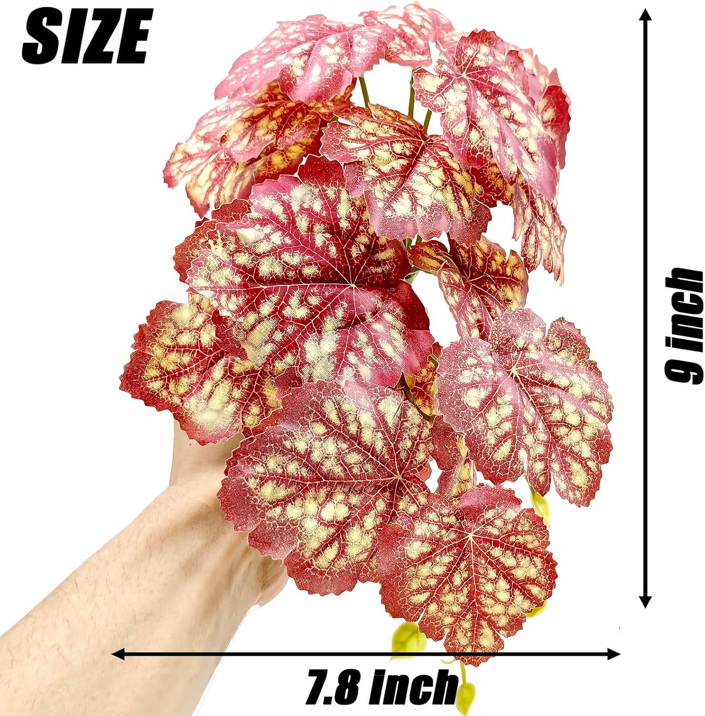 Reptile Plants, Terrarium Hanging Plant Vines, Artificial Leaves with Suction Cup, Bearded Dragon Tank Accessories for Gecko Lizard Snake Frog Tortoise Decorations - Alocasia Velvet