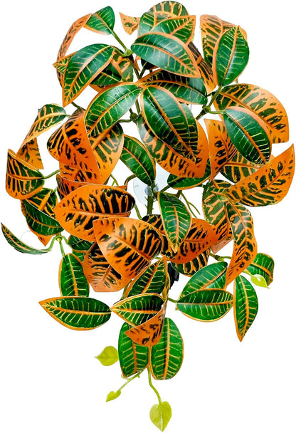Reptile Plants, Terrarium Hanging Plant Vines, Artificial Leaves with Suction Cup, Bearded Dragon Tank Accessories for Gecko Lizard Snake Frog Tortoise Decorations - Alocasia Velvet