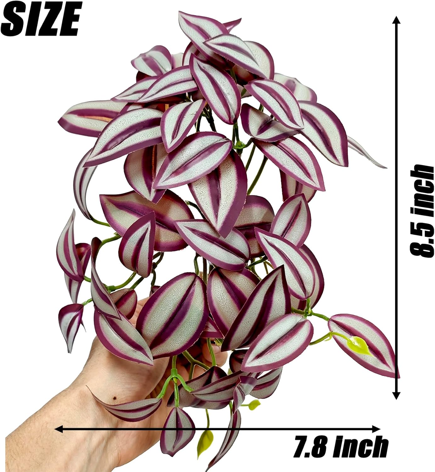 Reptile Plants, Terrarium Hanging Plant Vines, Artificial Leaves with Suction Cup, Bearded Dragon Tank Accessories for Gecko Lizard Snake Frog Tortoise Decorations - Alocasia Velvet