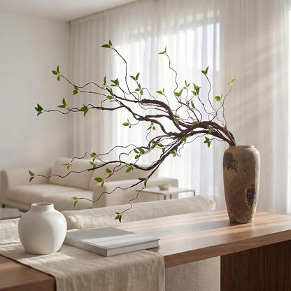 AYLSON4pcs 40inch Artificial Hanging Vines with Realistic Leaves Fake Tree Branches for Vase Bendable Greenery for Room Plants Decor Faux Tree Stems Christmas Halloween Easter Decor (Brown)