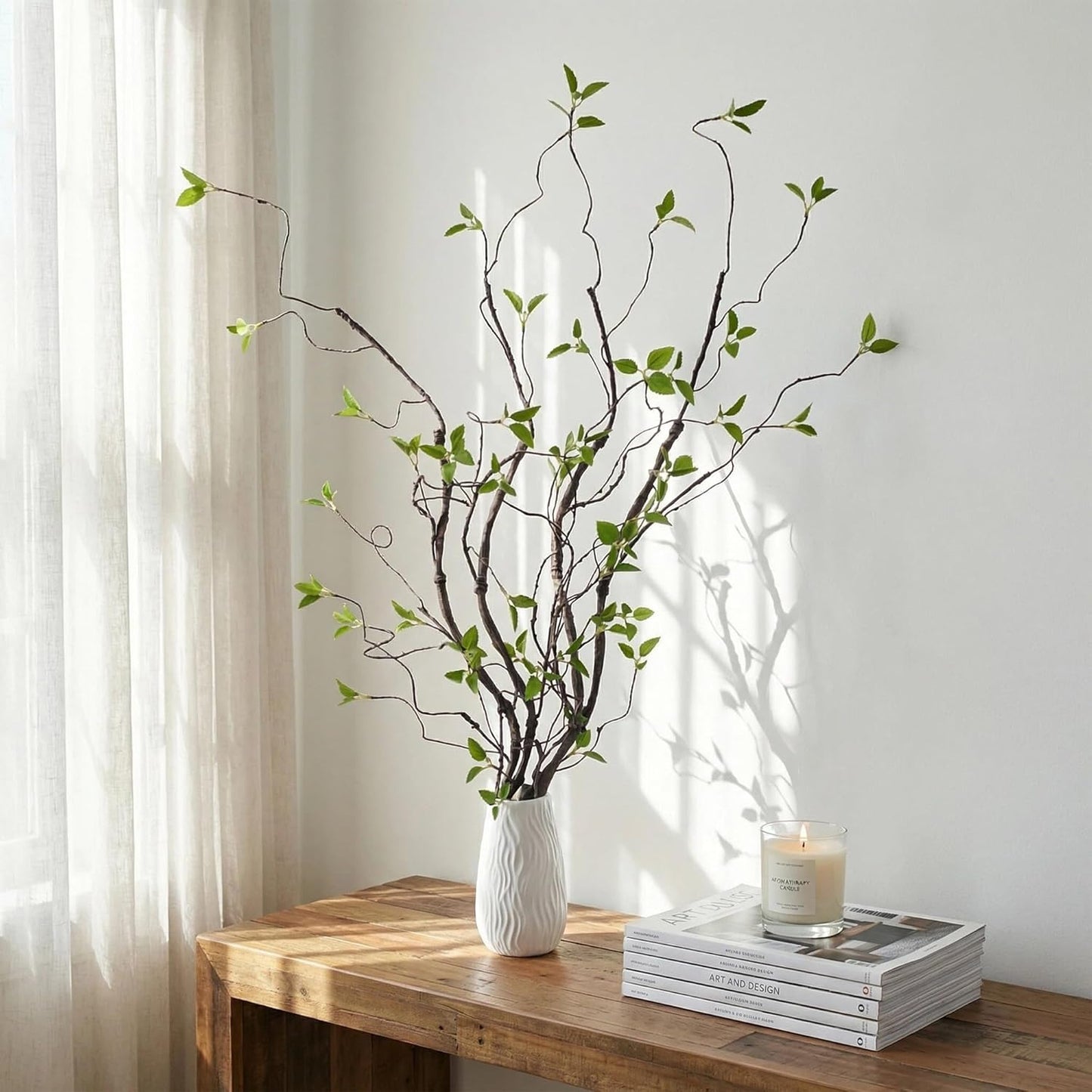 AYLSON4pcs 40inch Artificial Hanging Vines with Realistic Leaves Fake Tree Branches for Vase Bendable Greenery for Room Plants Decor Faux Tree Stems Christmas Halloween Easter Decor (Brown)