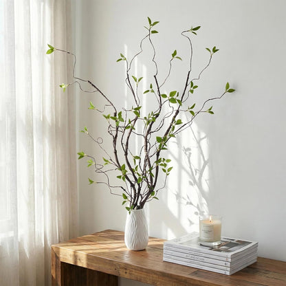 AYLSON4pcs 40inch Artificial Hanging Vines with Realistic Leaves Fake Tree Branches for Vase Bendable Greenery for Room Plants Decor Faux Tree Stems Christmas Halloween Easter Decor (Brown)