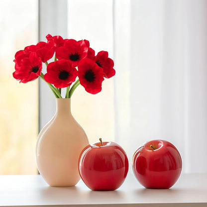 10PCS Red Artificial Poppy Flowers Fake PU Floral Stems Real Touch Silk Like Wedding Memorial Day Decor Bouquet Centerpieces Home Arrangements