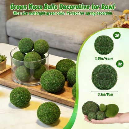 28Pcs Faux Moss Balls and Artificial Moss Rocks Set for Centerpiece Bowl Filler | Fake Large& Small Moss Balls, Greenery Decorative Balls Moss Covered Stones for Coffee Table Shelf Green Home Decor