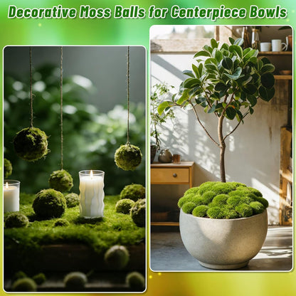 28Pcs Faux Moss Balls and Artificial Moss Rocks Set for Centerpiece Bowl Filler | Fake Large& Small Moss Balls, Greenery Decorative Balls Moss Covered Stones for Coffee Table Shelf Green Home Decor