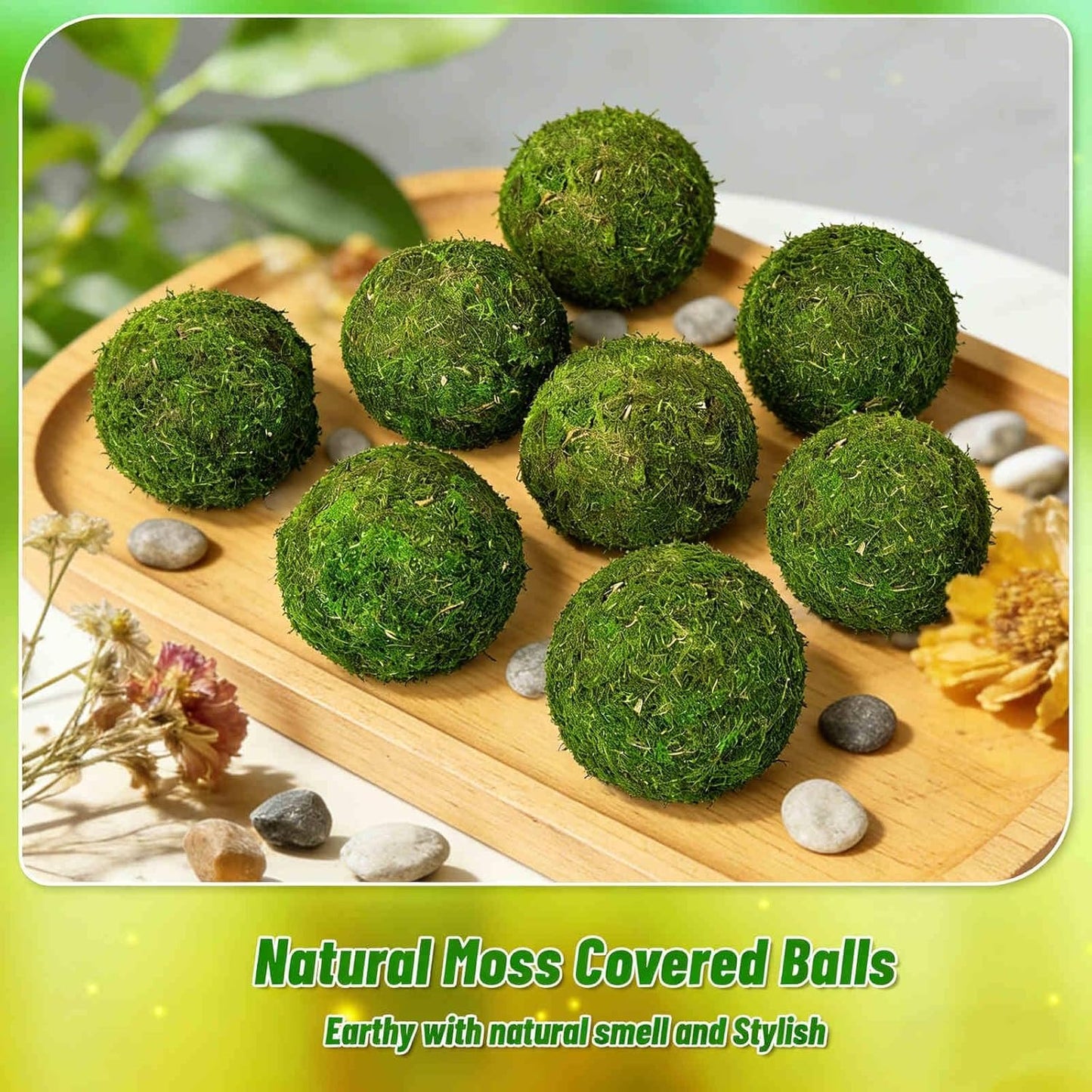 28Pcs Faux Moss Balls and Artificial Moss Rocks Set for Centerpiece Bowl Filler | Fake Large& Small Moss Balls, Greenery Decorative Balls Moss Covered Stones for Coffee Table Shelf Green Home Decor