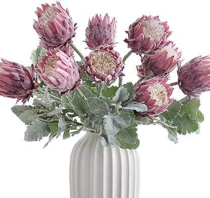 4 Piece Artificial King Protea Flower Tropical Flowers Bouquet Spring Fake Protea Cynaroides Flower Arrangements Silk Flower Bouquet for Wedding Table Centerpiece Decor