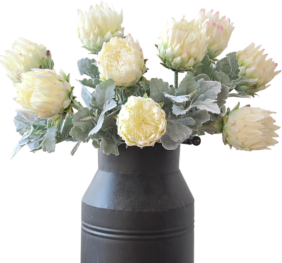 4 Piece Artificial King Protea Flower Tropical Flowers Bouquet Spring Fake Protea Cynaroides Flower Arrangements Silk Flower Bouquet for Wedding Table Centerpiece Decor