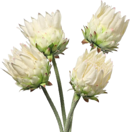 4 Piece Artificial King Protea Flower Tropical Flowers Bouquet Spring Fake Protea Cynaroides Flower Arrangements Silk Flower Bouquet for Wedding Table Centerpiece Decor