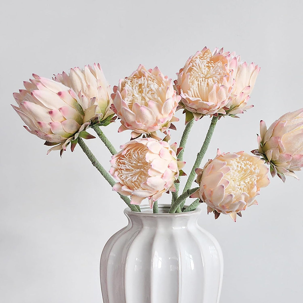 4 Piece Artificial King Protea Flower Tropical Flowers Bouquet Spring Fake Protea Cynaroides Flower Arrangements Silk Flower Bouquet for Wedding Table Centerpiece Decor