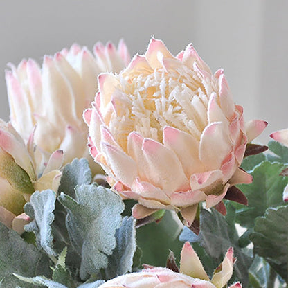 4 Piece Artificial King Protea Flower Tropical Flowers Bouquet Spring Fake Protea Cynaroides Flower Arrangements Silk Flower Bouquet for Wedding Table Centerpiece Decor