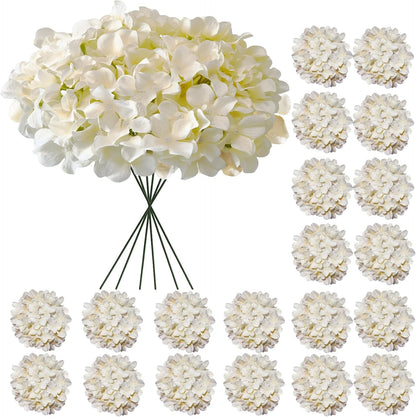 Blue Hydrangea Artificial Flowers Bulk, Faux Hydrangea Flowers Heads, Artificial Fake Silk Hydrangea Flowers with Stems, Blue Flowers Artificial for Decoration Wedding Décor