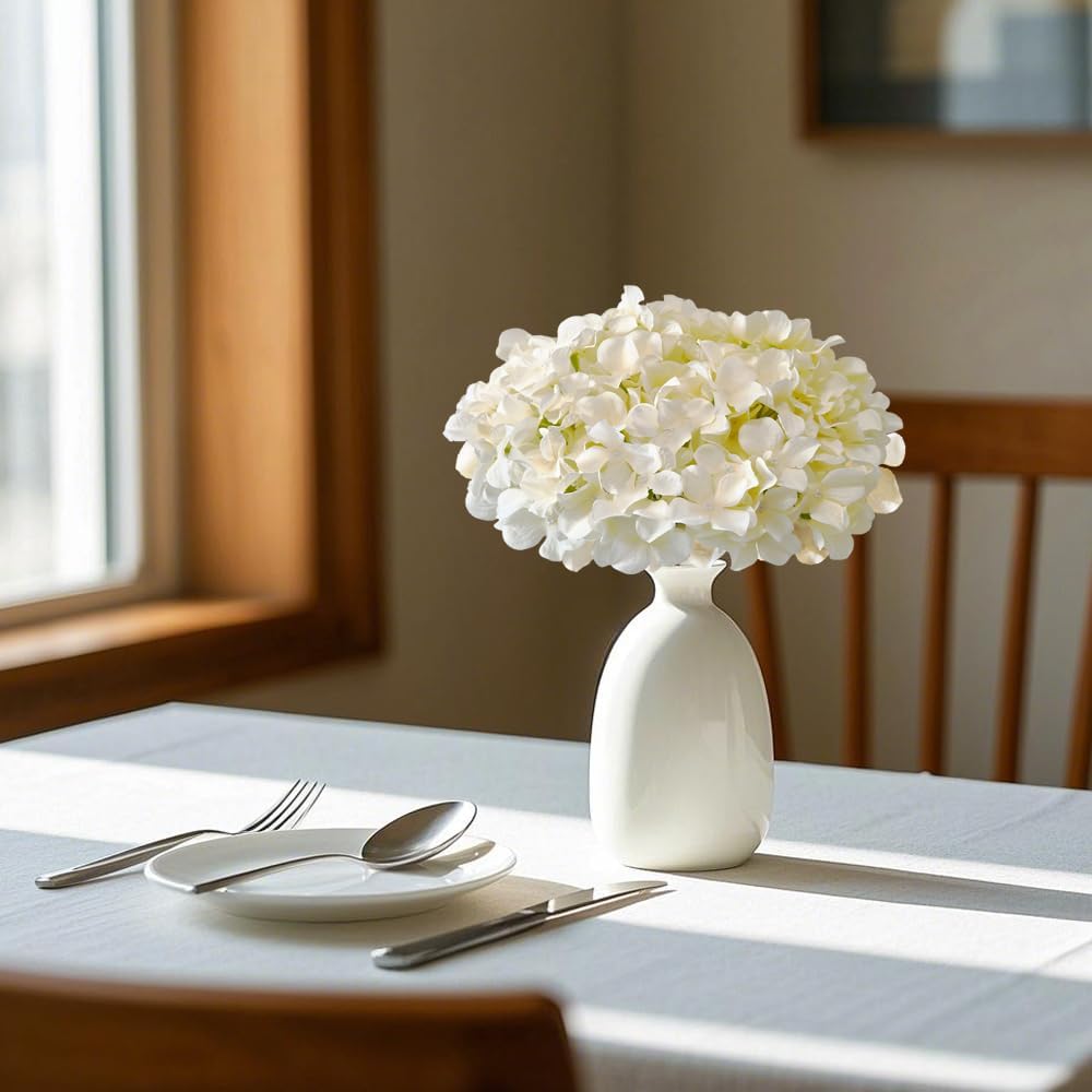 Blue Hydrangea Artificial Flowers Bulk, Faux Hydrangea Flowers Heads, Artificial Fake Silk Hydrangea Flowers with Stems, Blue Flowers Artificial for Decoration Wedding Décor