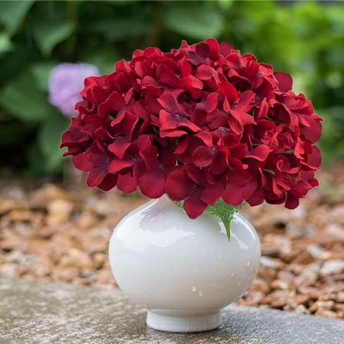 Blue Hydrangea Artificial Flowers Bulk, Faux Hydrangea Flowers Heads, Artificial Fake Silk Hydrangea Flowers with Stems, Blue Flowers Artificial for Decoration Wedding Décor