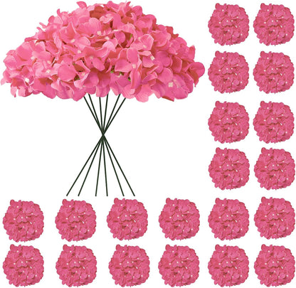 Blue Hydrangea Artificial Flowers Bulk, Faux Hydrangea Flowers Heads, Artificial Fake Silk Hydrangea Flowers with Stems, Blue Flowers Artificial for Decoration Wedding Décor