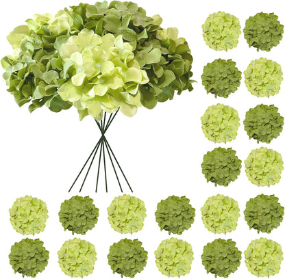 Blue Hydrangea Artificial Flowers Bulk, Faux Hydrangea Flowers Heads, Artificial Fake Silk Hydrangea Flowers with Stems, Blue Flowers Artificial for Decoration Wedding Décor