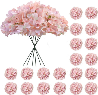 Blue Hydrangea Artificial Flowers Bulk, Faux Hydrangea Flowers Heads, Artificial Fake Silk Hydrangea Flowers with Stems, Blue Flowers Artificial for Decoration Wedding Décor
