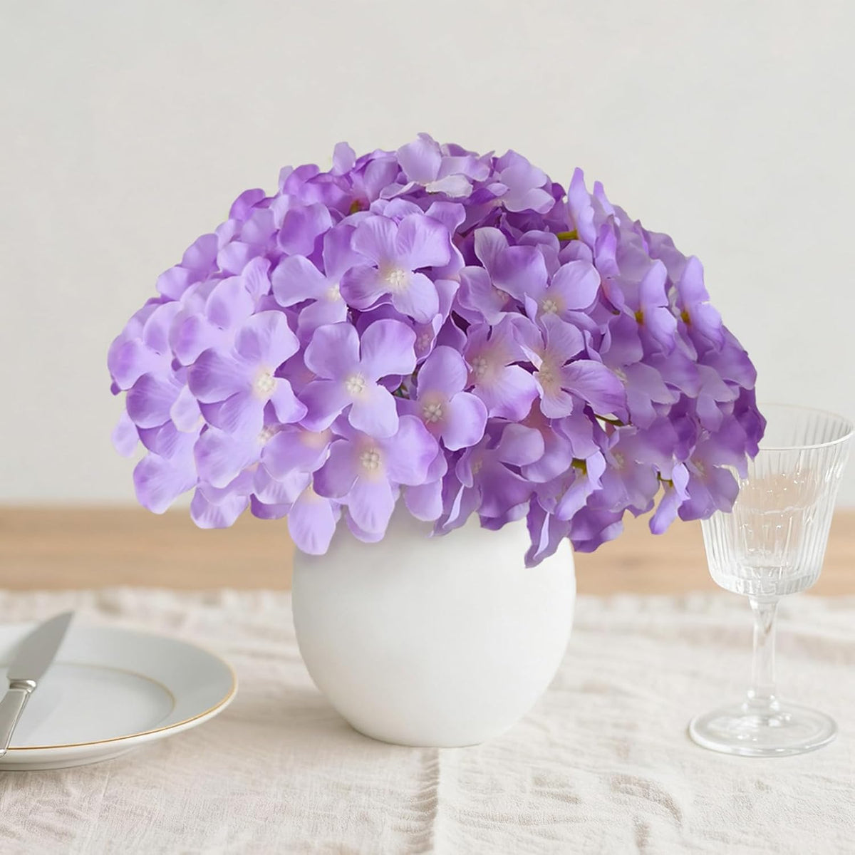 Blue Hydrangea Artificial Flowers Bulk, Faux Hydrangea Flowers Heads, Artificial Fake Silk Hydrangea Flowers with Stems, Blue Flowers Artificial for Decoration Wedding Décor