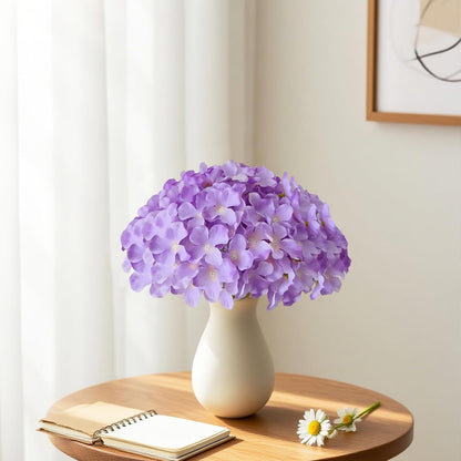 Blue Hydrangea Artificial Flowers Bulk, Faux Hydrangea Flowers Heads, Artificial Fake Silk Hydrangea Flowers with Stems, Blue Flowers Artificial for Decoration Wedding Décor