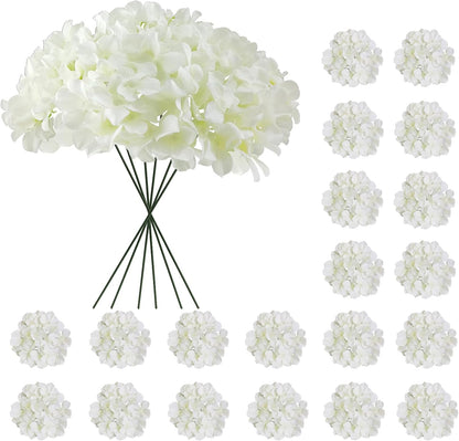 Blue Hydrangea Artificial Flowers Bulk, Faux Hydrangea Flowers Heads, Artificial Fake Silk Hydrangea Flowers with Stems, Blue Flowers Artificial for Decoration Wedding Décor