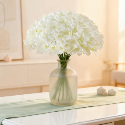 Blue Hydrangea Artificial Flowers Bulk, Faux Hydrangea Flowers Heads, Artificial Fake Silk Hydrangea Flowers with Stems, Blue Flowers Artificial for Decoration Wedding Décor