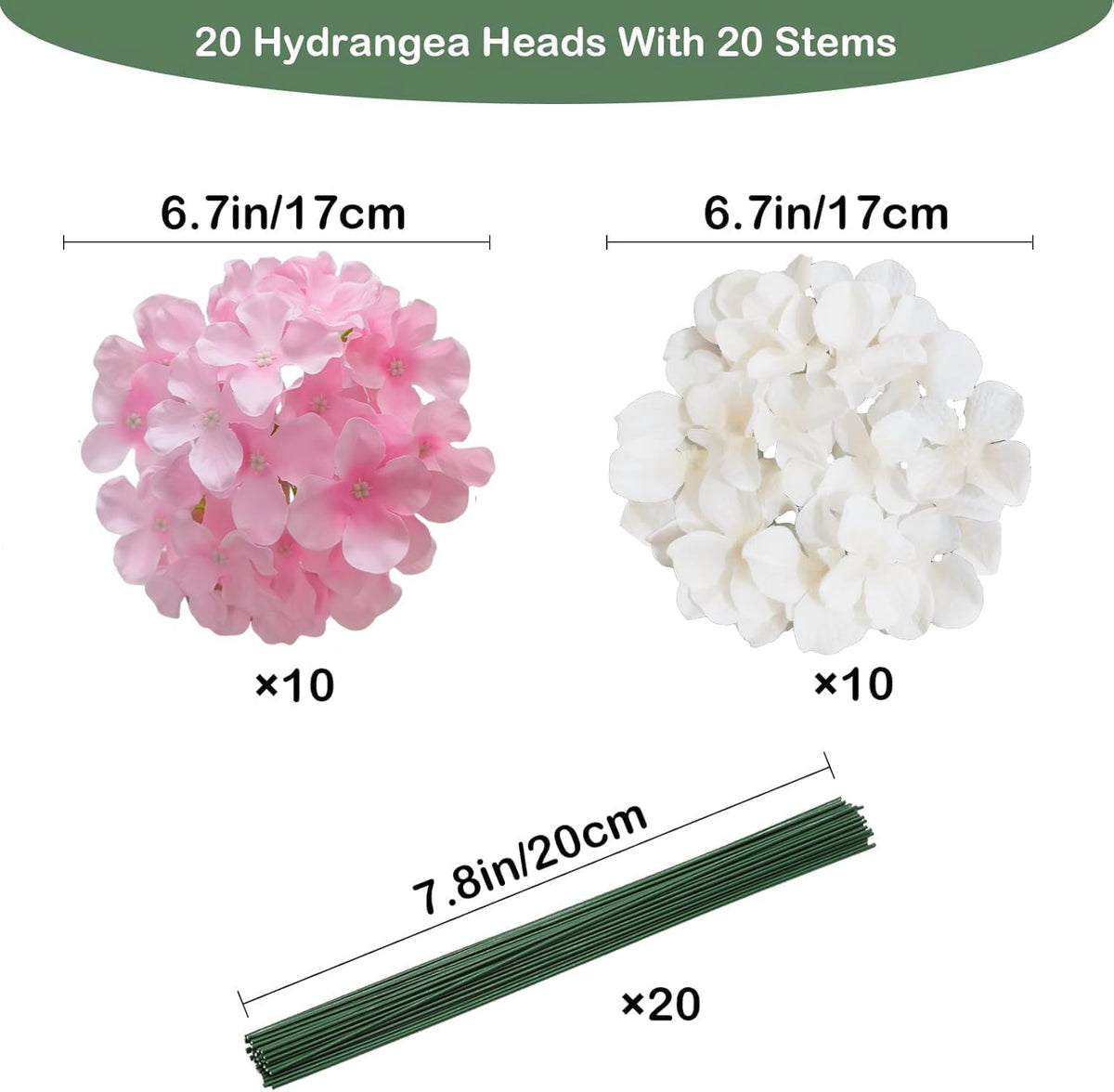 Blue Hydrangea Artificial Flowers Bulk, Faux Hydrangea Flowers Heads, Artificial Fake Silk Hydrangea Flowers with Stems, Blue Flowers Artificial for Decoration Wedding Décor