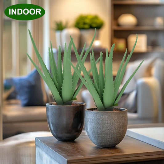2pcs Agave Plant Artificial Faux Cactus Plants Outdoor Indoor 13.7"