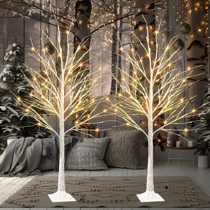 144 LED Lighted Birch Tree, 6 FT Pre-lit Artificial Christmas Trees for Thanksgiving Christmas Decorations Indoor Home Bedroom Outdoor Festival Wedding Party, Warm White